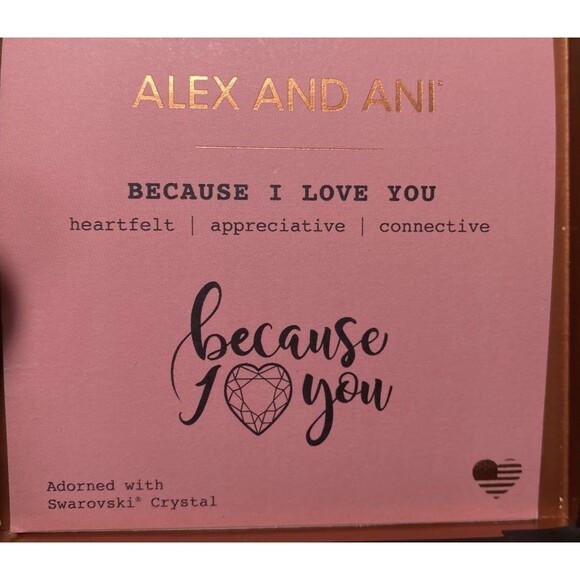 Alex and Ani Because I Love You Bangle Pink Enamel Swarovski Crystal 2017 - Picture 11 of 11